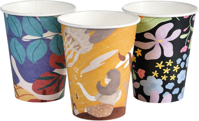 Duni BioPak Trinkbecher Papier (PLA-beschichtet) – 3,5 dl, sortiert, 50 Stück