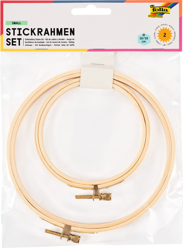Folia Stickrahmen-Set 2er-Set, Bambus – Ø 10 cm & 15 cm – FSC-zertifiziert