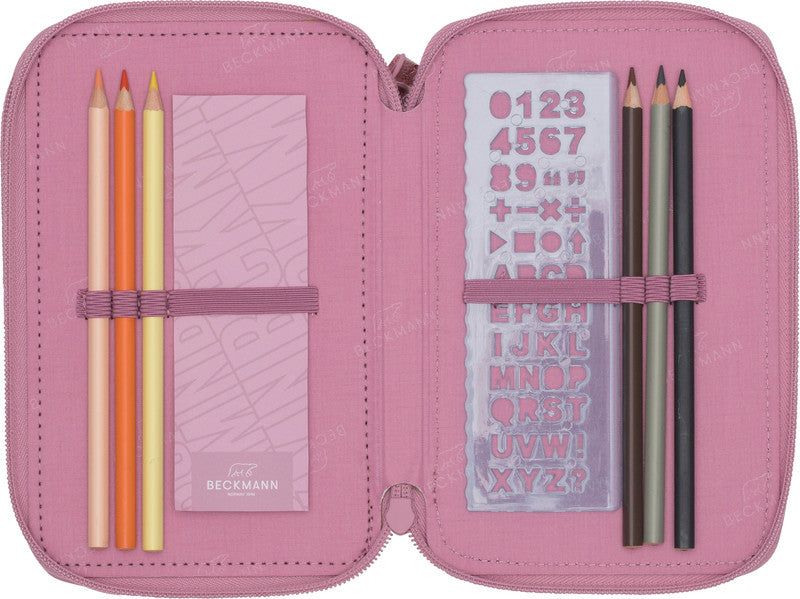 Beckmann Sport Jr. – Schüleretui, 3 Klappen, gefüllt (28-teilig), mehrfarbig, 12 × 20,5 × 7 cm