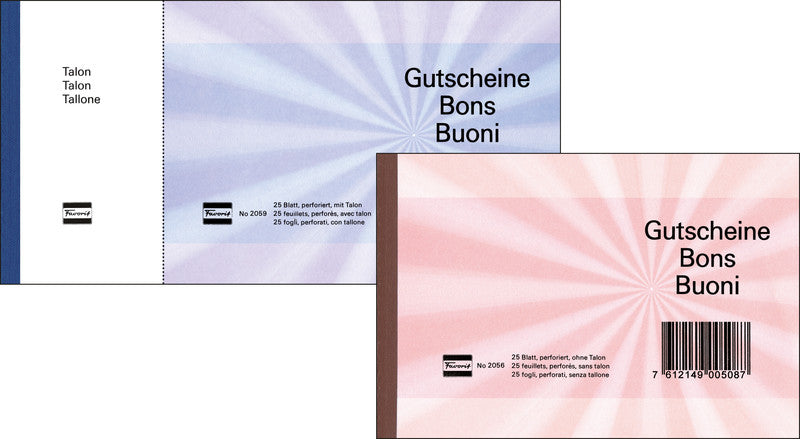 Favorit Formularblock – Geschenk-Gutscheine, mehrsprachig, 25 Blatt, A6