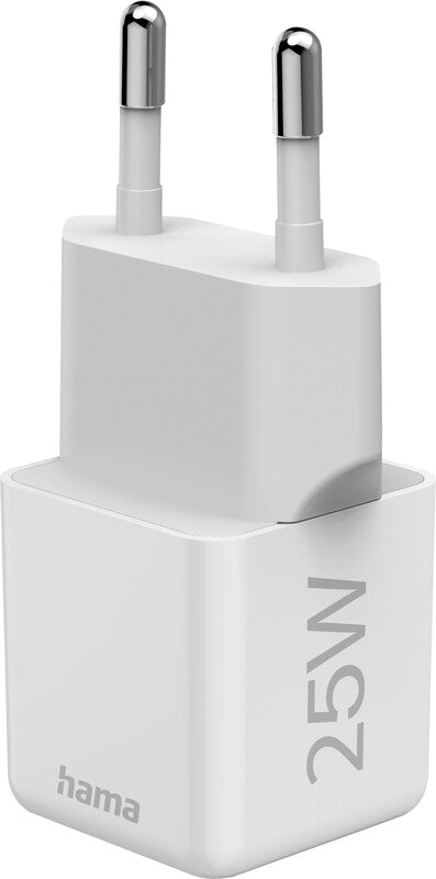 Hama 00201981 USB-Ladegerät 25 W – USB-C×1 – PD 3.0, QC 3.0, EU-Stecker (Typ C) – Weiss