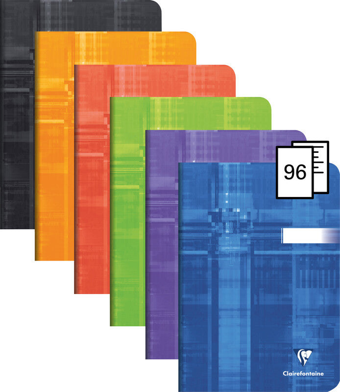 Clairefontaine Notizheft, A5, kariert, Klammerheftung, Karton, 96 Seiten, 90 g/m² – farbig sortiert