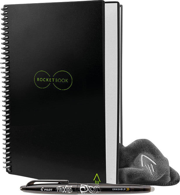 Rocketbook Spiralbuch, Spiralbindung, Hardcover, 36 Seiten, 90 g/m² – Schwarz, für Rocketbook App