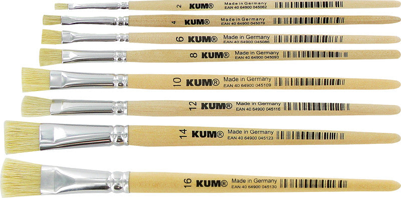 Kum Pinsel – braun, Schweinsborsten, Länge 180 mm, für Gouache, Zeichenkohle, Farbstifte (u. a.)