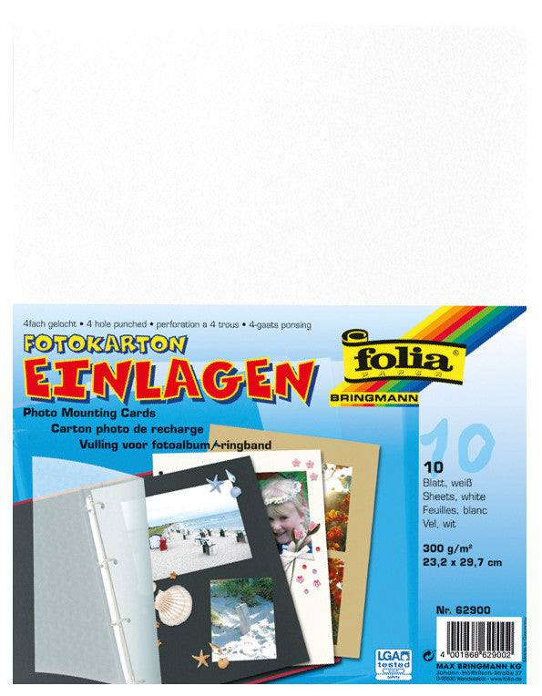 Folia Fotokarton – weiss – 23,2 × 29,7 cm, 10 Bogen