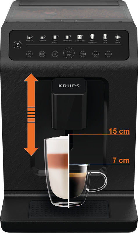 Krups Kaffeevollautomat – 2,3 l, 260 g, 2 Tassen, Schwarz