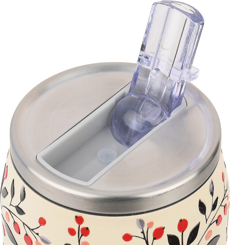 Estia Trinkdose – 5 dl – Edelstahl, isoliert, mit Strohhalm, auslaufsicher, BPA-frei – Bloom Beige
