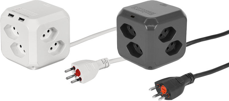 Steffen Steckdosenleiste Cube – 1,50 m, Kunststoff, Anthrazit, 8× T13, 1× USB-C PD 18 W