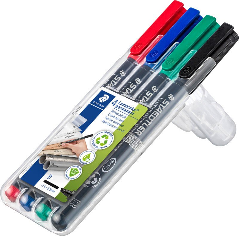 Staedtler Lumocolor für Permanent-Marker – sortiert (rot, blau, grün, schwarz), 4er