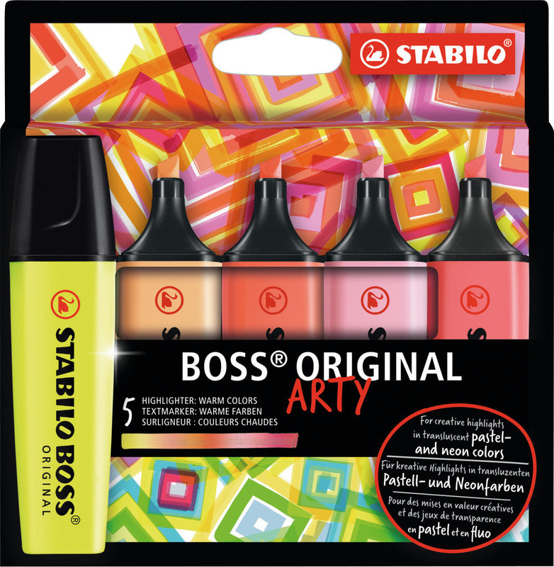 STABILO BOSS Original Arty Textmarker Set 5 Farben – Keilspitze, 2–5 mm, nachfüllbar