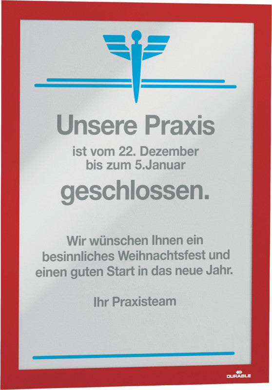 Durable DURAFRAME Magnetrahmen – A4 – Rot – 2er-Pack
