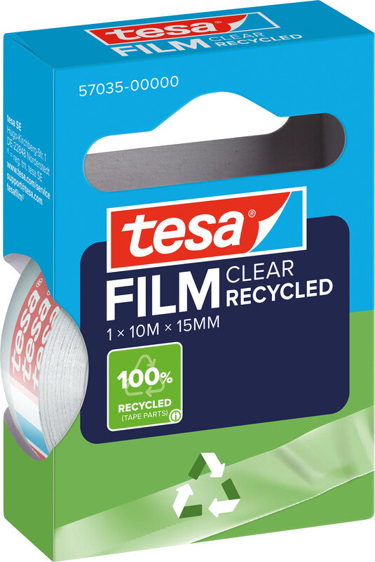 TESA Klebeband eco & clear – permanent, klar, Kunststoff, 15 mm × 10 m, Kern Ø 26 mm, 1 Rolle