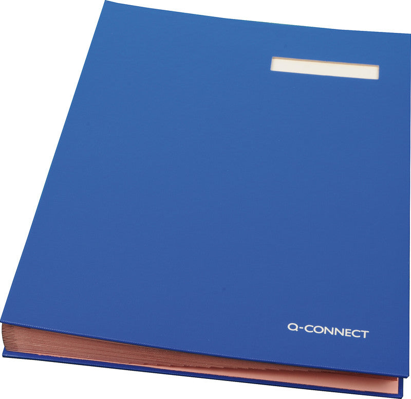 Q-connect Register – A4, 20-teilig, Karton, blau, kaschiert, mit Beschriftungsstreifen