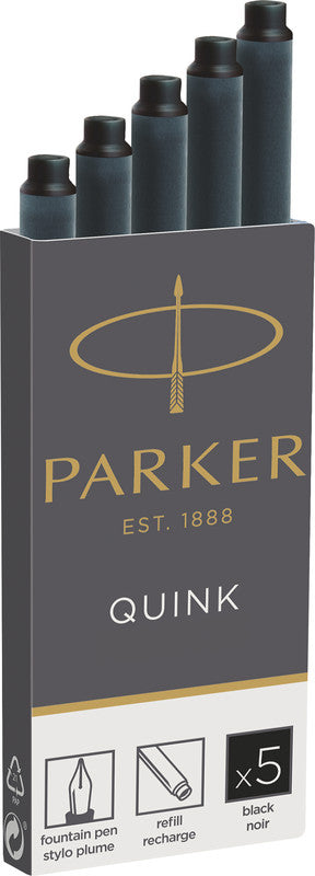 Parker Tintenpatronen Quink – schwarz, dokumentenecht, wasserfest, geruchsarm, 5 Stk.