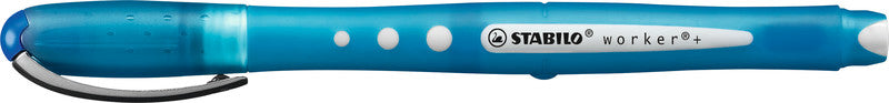 STABILO worker+ colorful – Tintenroller, mit Kappe, 0,5 mm, blau, für Linkshänder