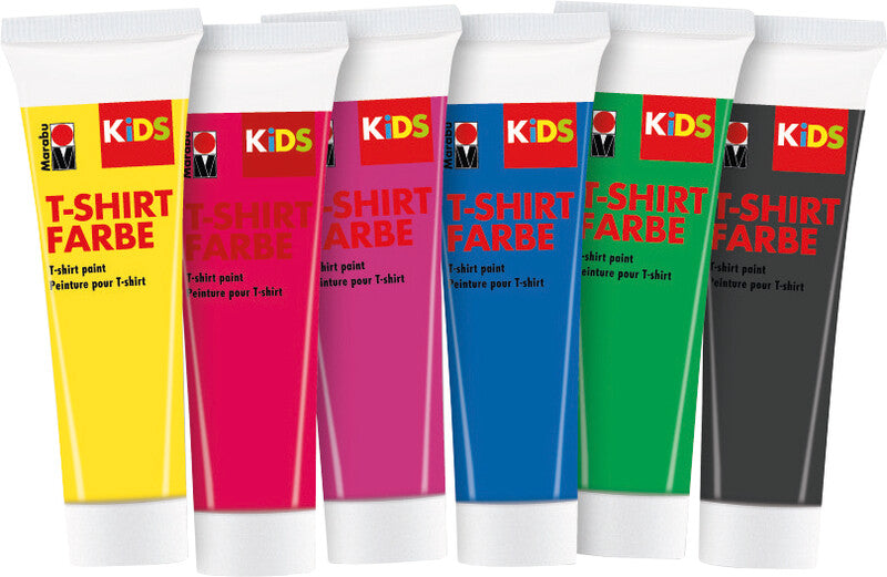 Marabu Textilfarbe – T-Shirt-Farbe, 6 Farben – 6×36 ml (216 ml) – für helle Textilien
