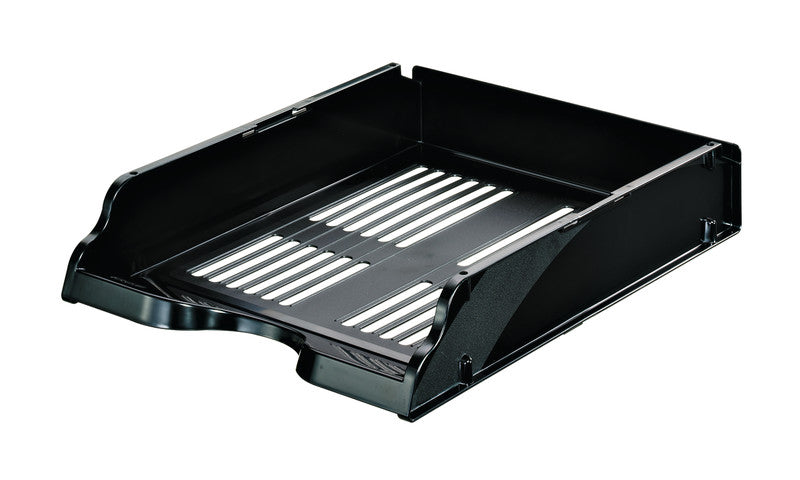 Esselte Briefkorb – mit Griffausschnitt, mit Beschriftungsfeld, glänzend, schwarz, B 260 × H 76 × T 336 mm