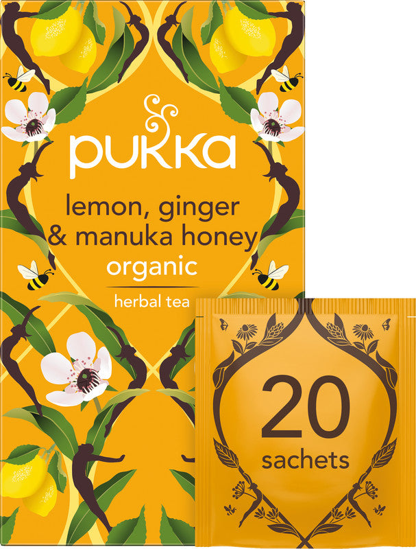 Pukka Zitrone, Ingwer & Manuka Honig – Teebeutel, Bio-Kräutertee – 20 Beutel