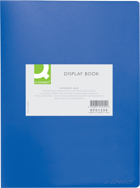 Q-CONNECT Sichtbuch – 40 Sichttaschen, A4, genarbt, antireflex, blau, Kunststoff