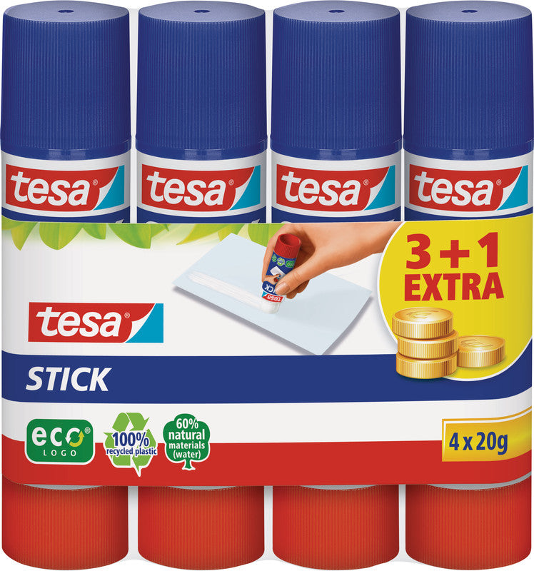 TESA ecoLogo Klebestift – Stift, permanent, transparent, lösemittelfrei, 20 g, für Papier, Karton, Fotos u. a.
