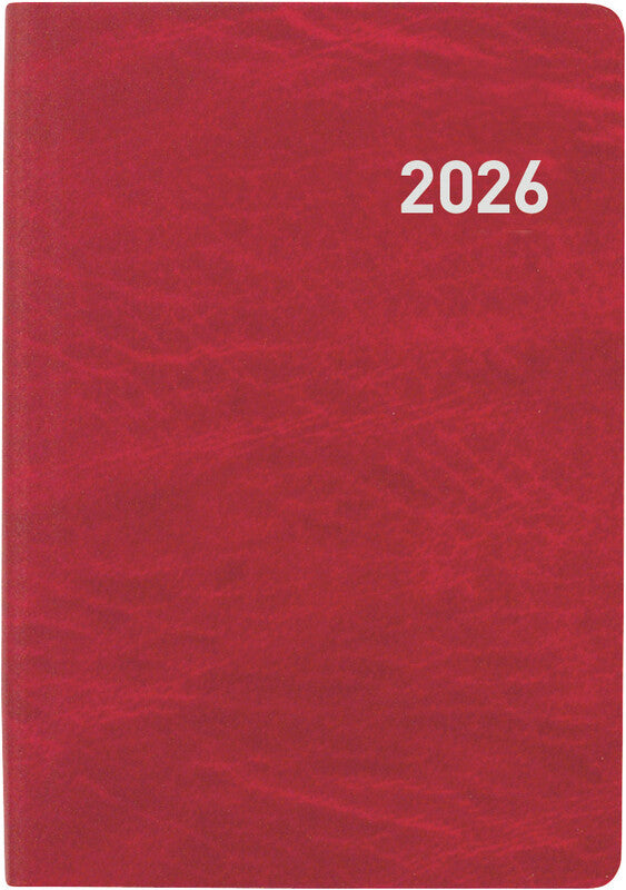 Biella Tell Agenda – 2 Tage pro Seite, gebunden, 8,5 × 12,5 cm, Jan–Dez, Rot, FSC
