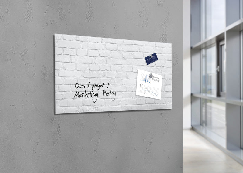 Sigel Whiteboard – 91 × 46 cm, Glas, magnetisch, Wandmontage, inkl. Magnete, Montagesatz