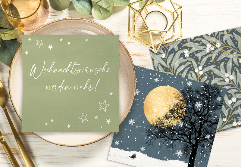 Atelier Servietten Moonlight Night – 33 × 33 cm – 3-lagig, Tissue – 20 Stk.
