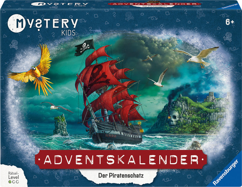 Ravensburger Adventskalender Mystery Der Piratenschatz – ab 6 Jahren, d, 385 × 385 × 60 mm, Karton, mehrfarbig