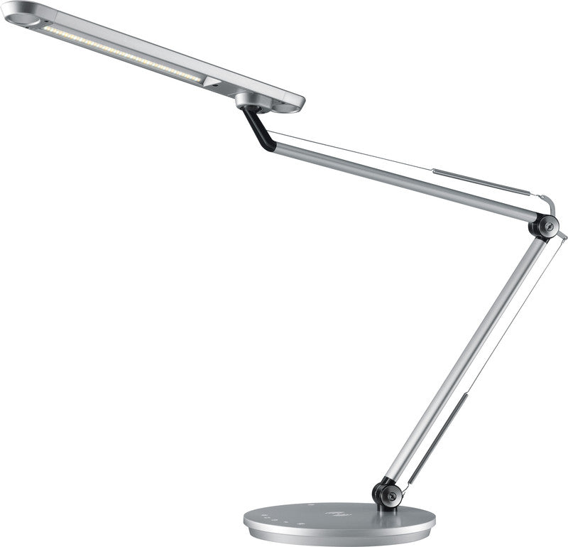 Hansa Tischleuchte LED – Qi & USB, dimmbar – 2’900–6’000 K – 780 lm 12 W – silber