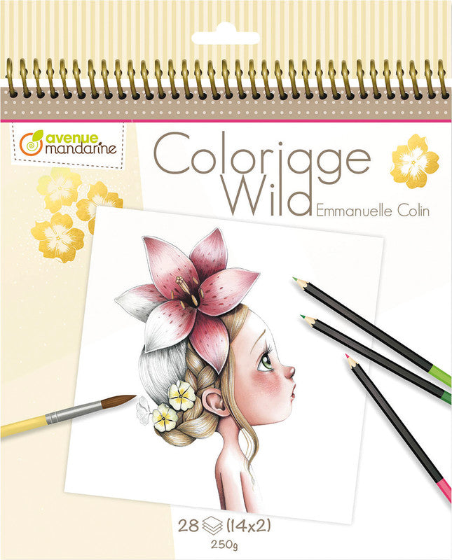 Avenue Mandarine Coloriage Wild Malbuch, Papier, 20 × 25,5 cm, Mehrfarbig