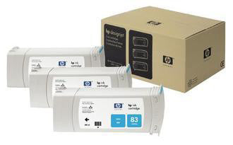 HP Tintenpatronen-Multipack 83, cyan, 3er-Pack – für Tintenstrahldrucker und Multifunktionsgeräte