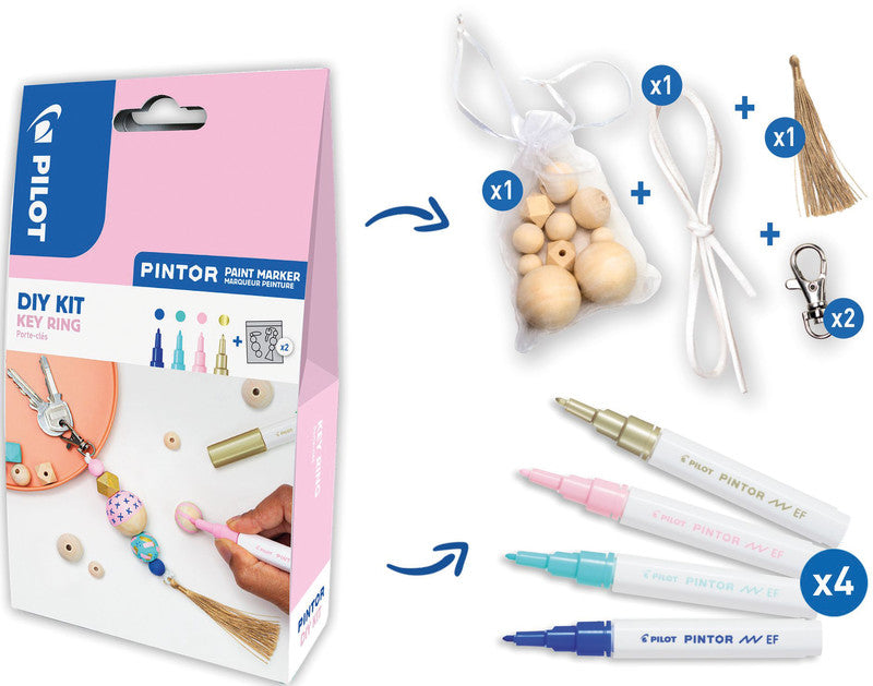 Pilot Bastelset Schlüsselanhänger – 4 Pigment Marker Pintor