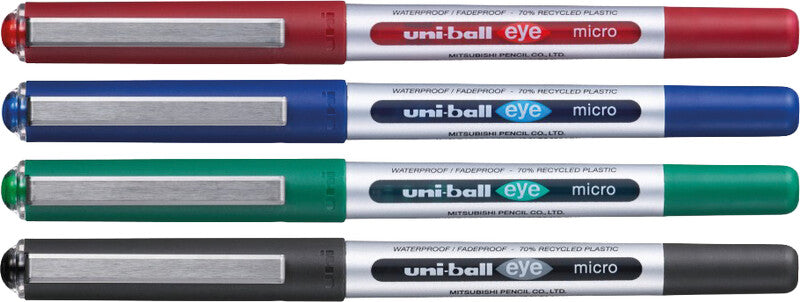 Uni-Ball eye micro ECO – Tintenroller, dokumentenecht, mit Kappe, 0,2 mm, schwarz