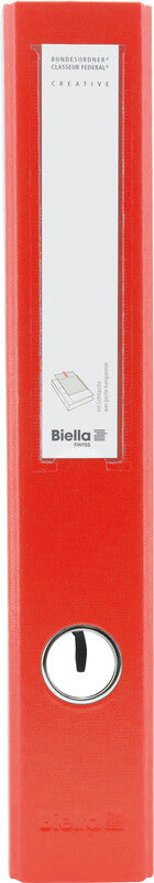 Biella Ordner Creative – A4 hoch – 2-Ring Hebelmechanik, Rücken 40 mm – Rot, Karton, mit Sichttasche, FSC