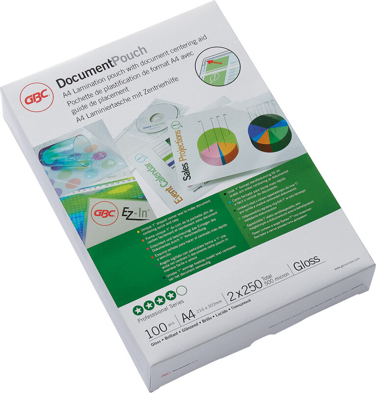 GBC Laminierfolien A4, glänzend – 250 µm, 216 × 303 mm, 100 Stk.