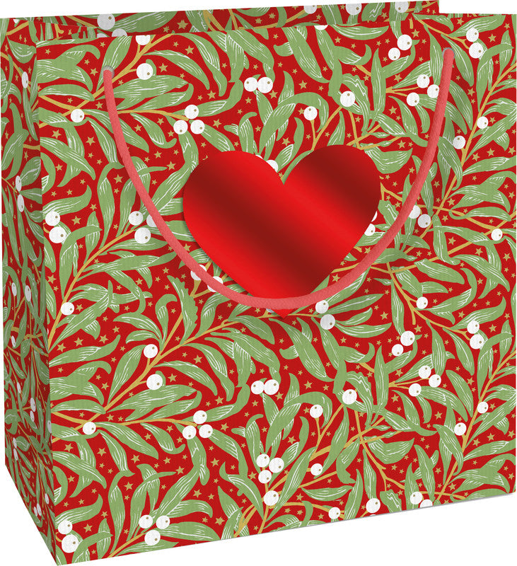 Braun + company Tragetasche Christmas Leaves – Weihnachten – Papier, mit Baumwollkordel – 200 × 210 × 80 mm