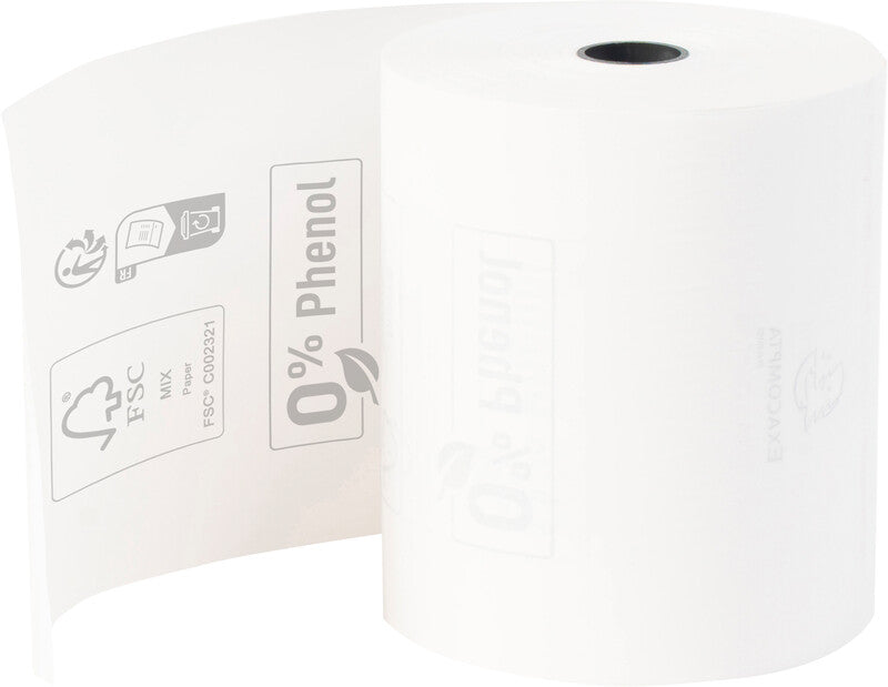 Exacompta Thermorolle 80 × 70 × 12 mm, 72 m, 52 g/m², phenolfrei, weiss
