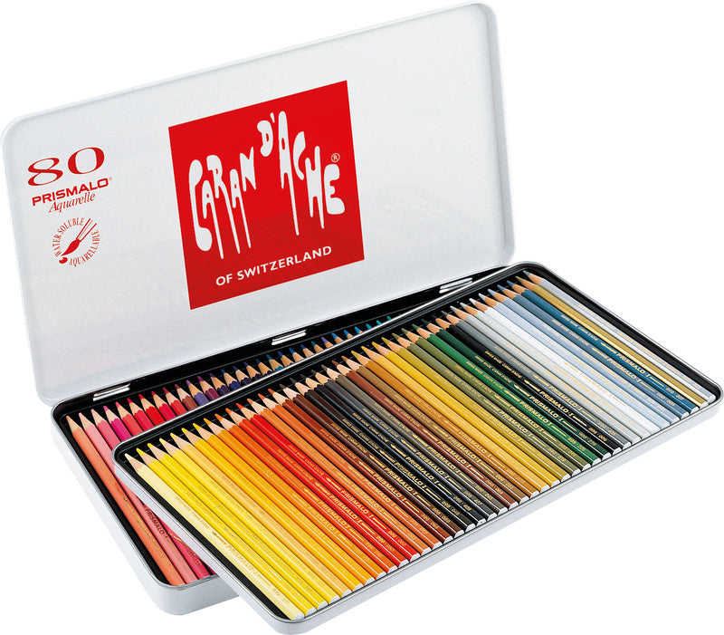 Caran d-Ache Caran d'Ache Prismalo Aquarellfarbstifte – 80 Farben, im Metalletui, Ø 3 mm, FSC