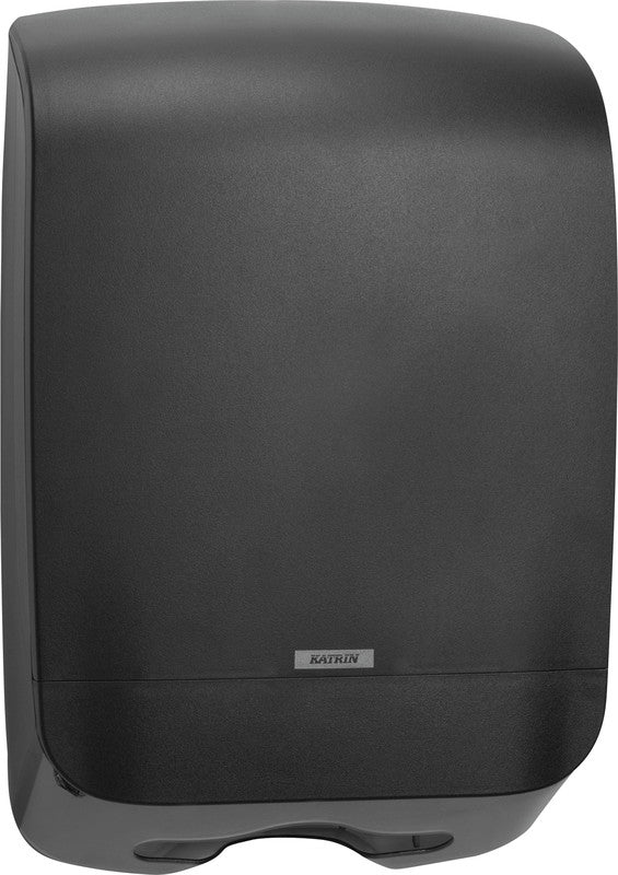 Katrin Falthandtuchspender Inclusive Medium Schwarz – für Falthandtücher bis 240 mm – 301 × 450 × 146 mm