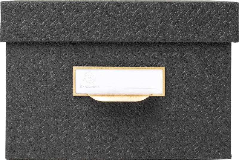 Exacompta Archivschachtel A4+ – mit Griffloch, stapelbar, 350 × 150 × 260 mm, schwarz, Karton, 3er Set