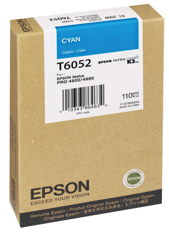 Epson Tintenpatrone T6052, cyan, 110 ml – für Inkjetdrucker/Multifunktionsgeräte