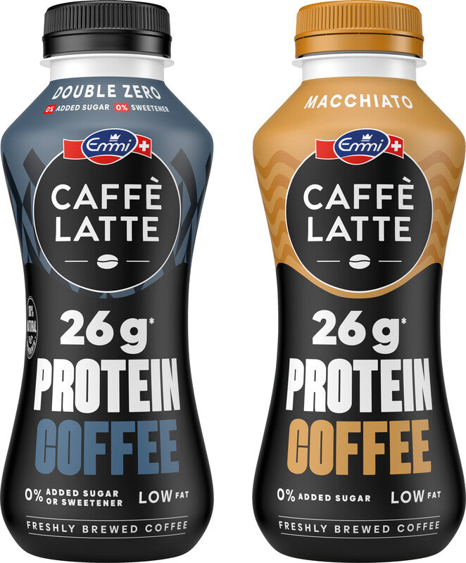 Emmi caffe latte Kaffeegetränk UHT – laktosefrei – Macchiato – 26 g Protein – kein Zuckerzusatz – 0,33 l