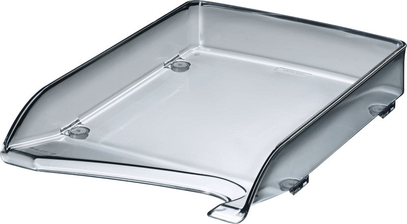 Leitz Briefkorb – mit Beschriftungsfeld, glänzend, grau transparent, B 250 × H 63 × T 350 mm