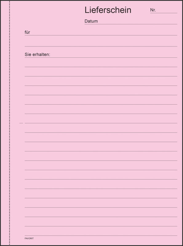 Favorit Formularblock – Lieferscheine, Deutsch, 50 Blatt, A5