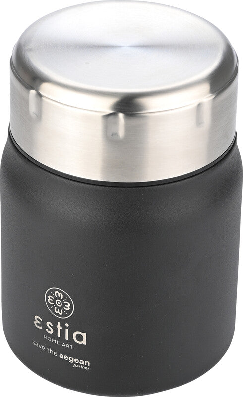 Estia Thermo-Lunchbehälter Lunch Pot – 0,5 l – isoliert, auslaufsicher – Edelstahl – schwarz – Ø 10 × 14 cm
