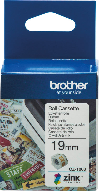 Brother Etiketten, 19 mm × 5 m, weiss, Papier, permanent, für VC-500W