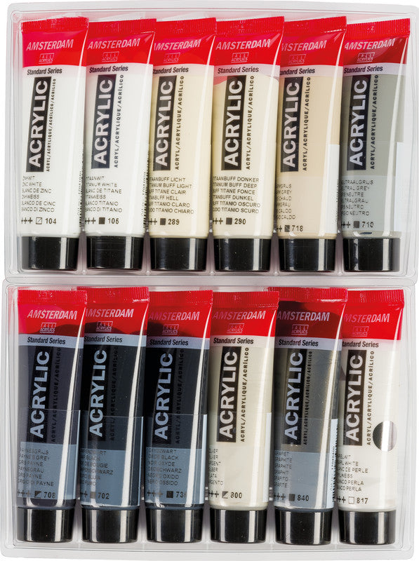 Royal Talens Amsterdam – Acryl Standard – Acrylfarbe – Set – 12 Farben, 12 × 20 ml