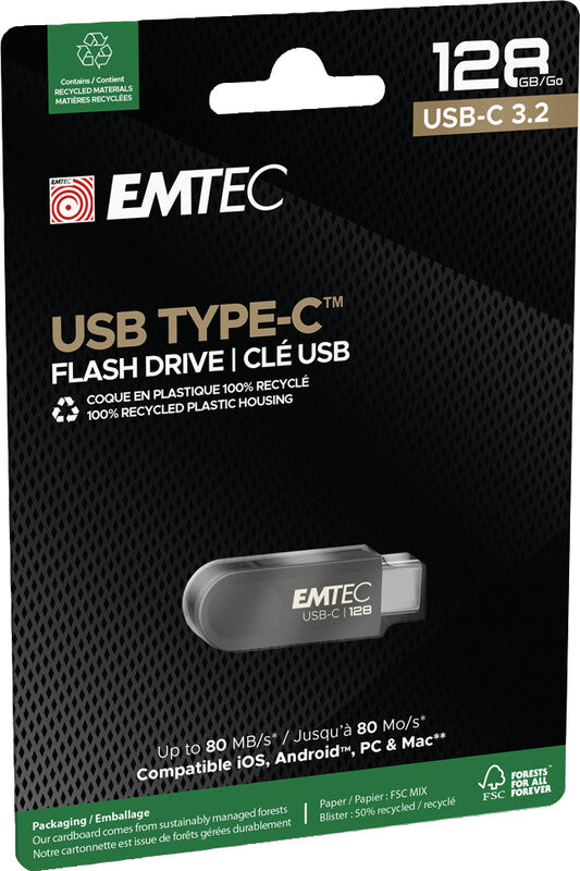 Emtec C280 USB-Stick – 128 GB, USB 3.2, drehbarer Verschluss