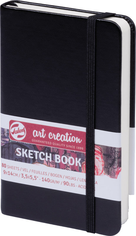Talens Art Creation – Skizzenbuch, 9 × 14 cm, 140 g/m², 160 Seiten, schwarz, mit Gummiband, säurefrei