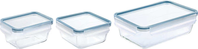 Rotho Glasbehälter Clic & Lock – 1,3 l – eckig – 24 × 7,8 × 16,5 cm – Borosilikatglas – transparent